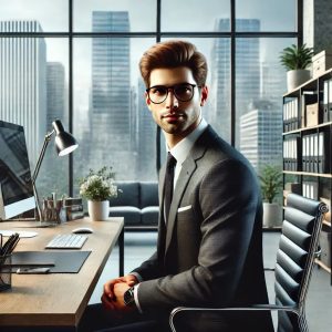 تصویر یک مدیر در دفتر کار